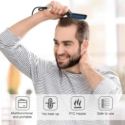 Aparelhos de estilo de cabelo escova alisadora de barba rápida elétrica alisamento de cabelo escova de calor pente de massagem mágica para homens - Image 3