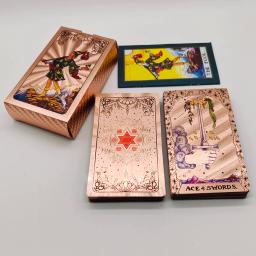 Baralho de tarô de folha de ouro de luxo digno de custo com belo pacote de plástico jogo de tabuleiro de cartas oracle para iniciantes - Image 6