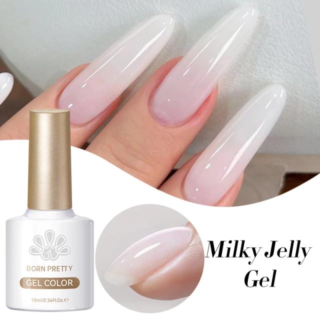 Born Pretty Geléia Leitosa Gel Branco Unha Polonês Translúcido 10ml