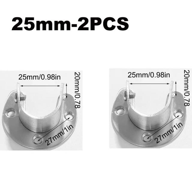 2 Peças Suporte de Flange para Varão de Cortina em Aço Inoxidável 304, Acessório de Fixação para Tubos de Armário e Guarda-Roupa