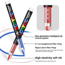 Caneta marcador de tinta acrílica, 12-288 cores, ponta de pincel, sistema de controle de tinta automático, marcador para pintura em rocha, madeira, presente de natal - Image 3