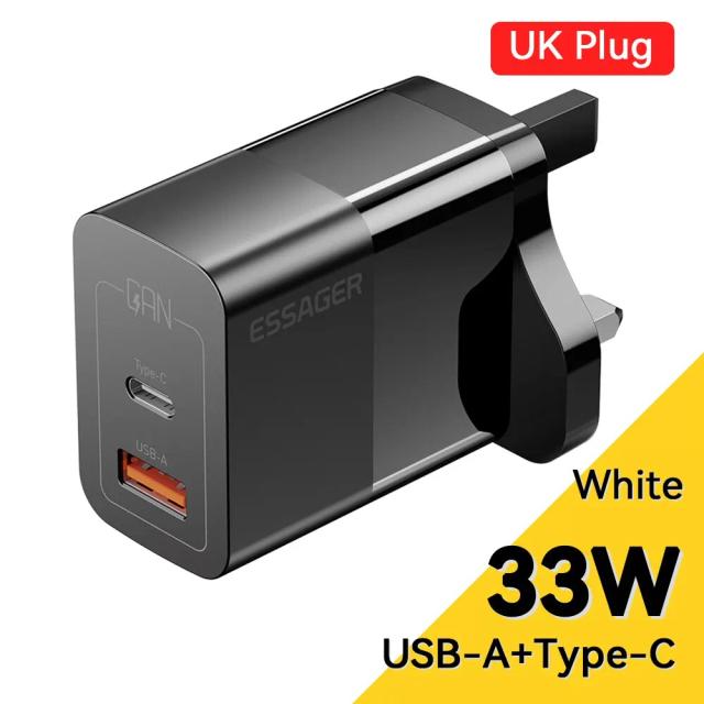 Essager Carregador GaN 33W USB C PD Carregamento Rápido