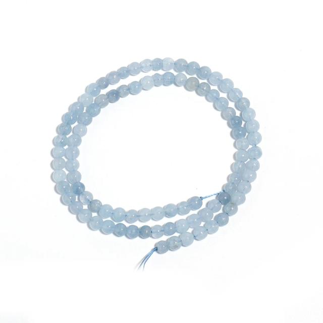 Contas de Pedra Aquamarina Natural 4-10mm Azul Claro Redondas para Joias DIY