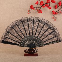 Retro sexy leque de renda verão dança desempenho fotografia foto adereços portátil dobrável mão ventilador decorativo leque dança chinesa - Image 1