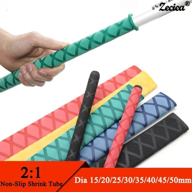 1/3/5 pçs tubo termo retrátil antiderrapante diy 1m 15/18/20/22/25/28/30/35/40/50mm capa impermeável antiderrapante para vara de pesca