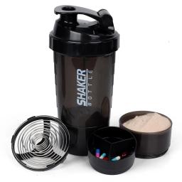 Garrafa De Proteína De 3 Camadas Shaker Powder Shake Cup Garrafa De Água Copo De Mistura De Plástico Body Building Exercício Garrafa - Image 1