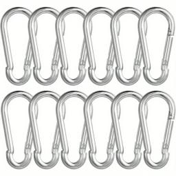 Conjunto de mosquetões de aço inoxidável de 12 peças, 6x60mm, capacidade de carga de 180kg, galvanizado resistente à ferrugem, multiuso para atividades ao ar livre - Image 4