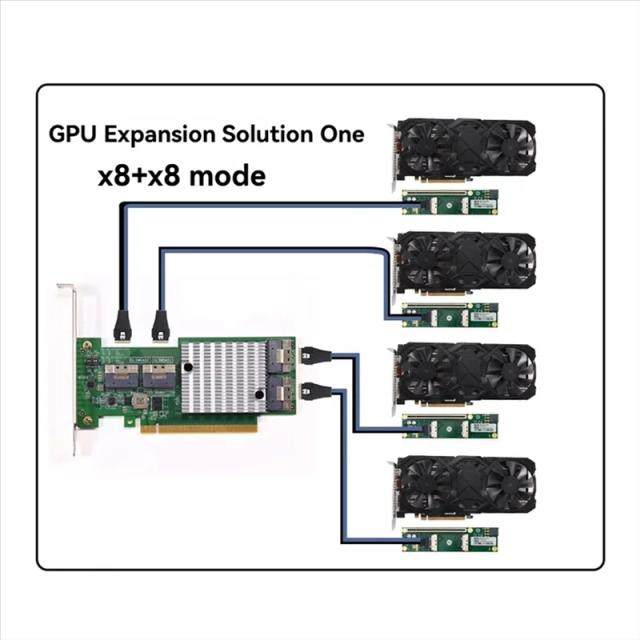 Precision pcie 3.0 x16 placa de expansão m.2 nvme ssd placa de expansão plx8749 split-free para placa gráfica m.2 nvme ssd u.2 e