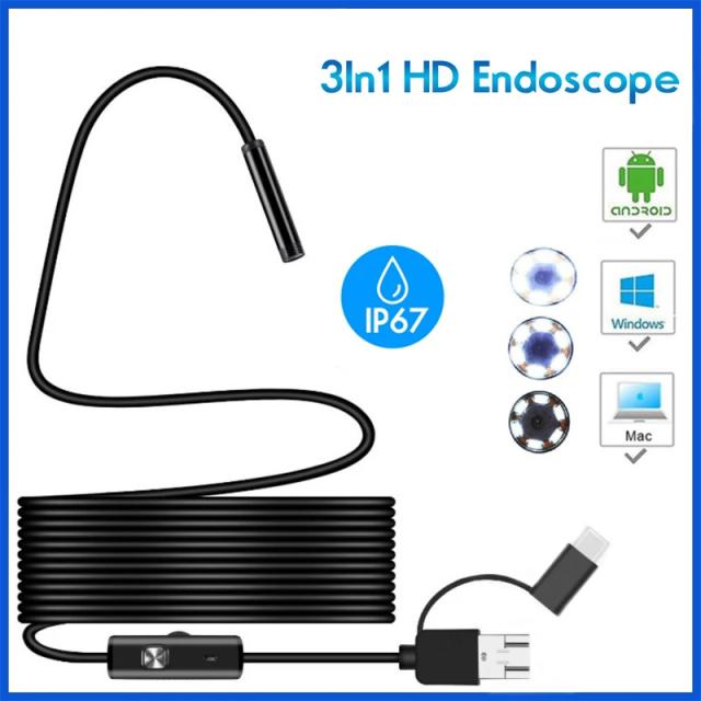 Endoscópio Industrial HD 5.5/8mm à Prova d'Água para Android e Windows