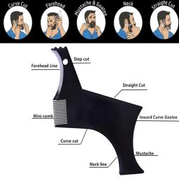 Régua de modelagem de barba masculina, modelo de estilo, pente, modelos de guarnição, régua, ferramenta de beleza para aparar cabelo, bigode, barbeiro, 1 peça - Image 5