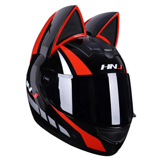 Kemimoto Capacete de Motocicleta com Orelhas de Gato Integral DOT 1600g