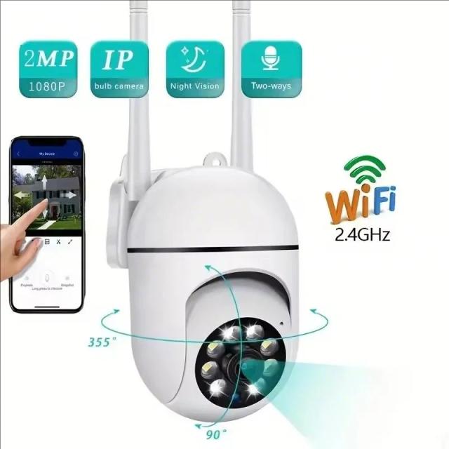 Câmera de Segurança A7 1080P, Câmera WIFI Externa PTZ, Câmera IP Sem Fio, CCTV com Zoom Digital 4X e Áudio para Vigilância em Rede