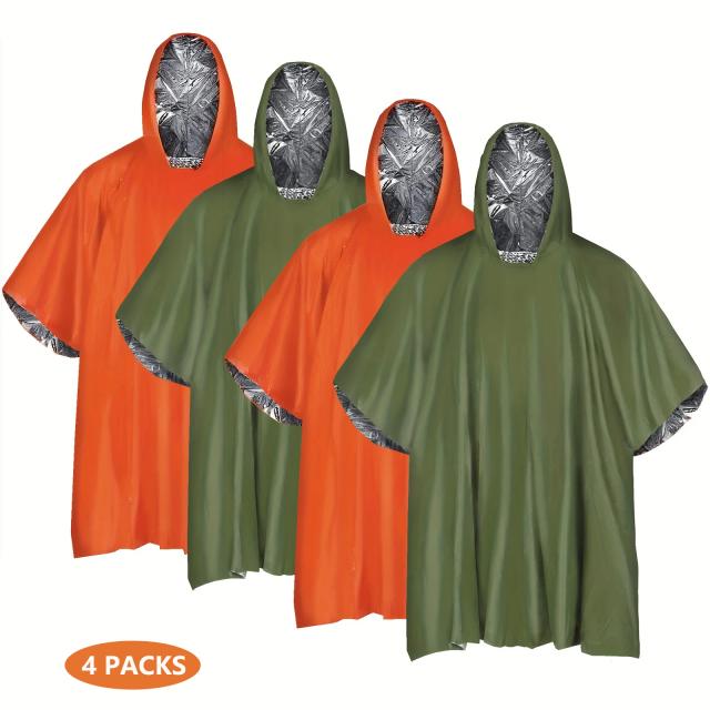 Poncho de Emergência com Capuz Impermeável e Quente - PE com Forro de Alumínio