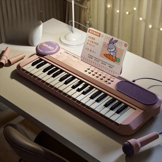 Piano Eletrônico de 37 Teclas Multifuncional com Partitura Musical, Piano Infantil com Microfone para Cantar Músicas, Órgão Eletrônico