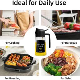 Pulverizador de óleo para cozinhar, garrafa dispensadora de azeite 2 em 1 para cozinha com adesivos, vidro premium de 16 onças/470 ml, senhor de óleo de qualidade alimentar - Image 6