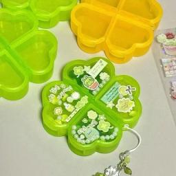 Mini Caixa De Armazenamento De Comprimidos De Plástico Trevo De Quatro Folhas, 4 Grids Daily Pill Organizer, Recipiente De Drogas De Separação De Drogas - Image 3