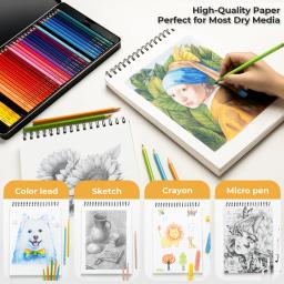 Caderno de Desenho Ohuhu em Fibra de Bambu, Papel Resistente a Rasgos, Encadernação Espiral Superior, Papel para Desenho e Pintura Livre de Ácido - Image 4