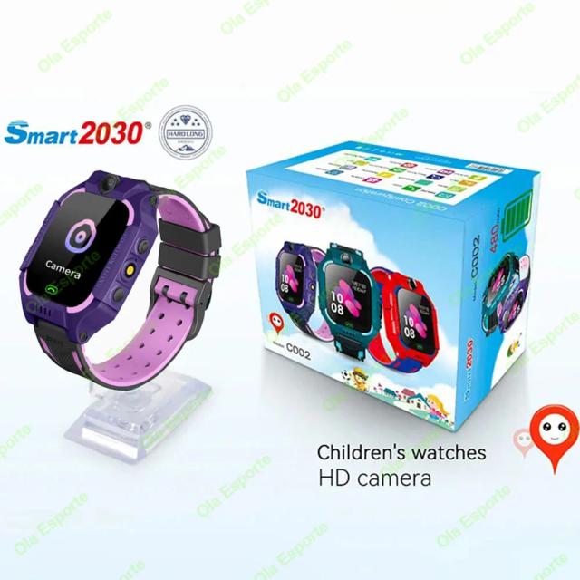 Relógio Inteligente Infantil Ola Esporte 2G SOS GPS Localização Cartão SIM Chamadas Smartwatches Câmera à Prova d'Água Relógio com Cartão 2G Presentes para Crianças HW12