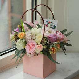 Caixas De Flores Portátil, Impermeável, Papel Kraft, Caixa De Buquê Com Alças, Caixa De Presente De Festa De Casamento Rose, Decors De Festa De Aniversário - Image 3