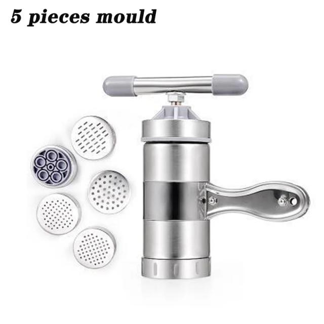 Máquina de Macarrão Manual em Aço Inoxidável com 5 Moldes