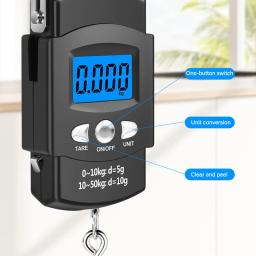 Balança de mão eletrônica portátil LCD 50kg / 10g Balança suspensa de viagem com fita métrica retrátil de 100cm de comprimento - Image 4