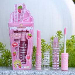 Bonito sorvete brilhante brilho labial bálsamo conjunto meninas mulher à prova dwaterproof água de longa duração natural hidratante lábios maquiagem - Image 2