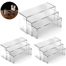 3/6/9 pçs acrílico expositor caixa cega prateleira de armazenamento em forma de u leve cupcake titular sobremesa exibição jóias riser - Image 1