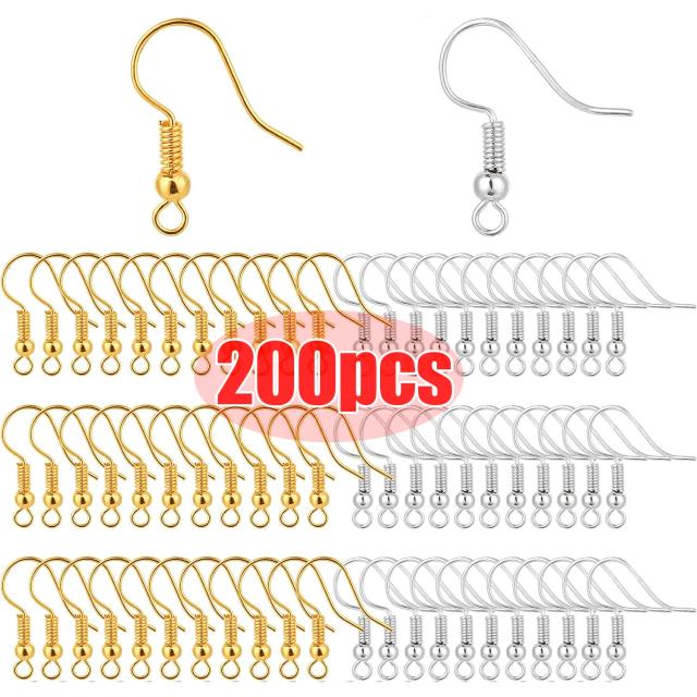 Acessórios para Brincos DIY Ganchos de Aço Inoxidável Hipoalergênico 100/200 peças