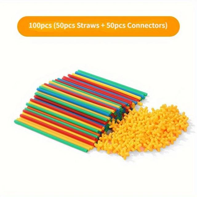 Straw Building Blocks Construction Toys Interlocking Plastic Engineering Toys Fine Tube