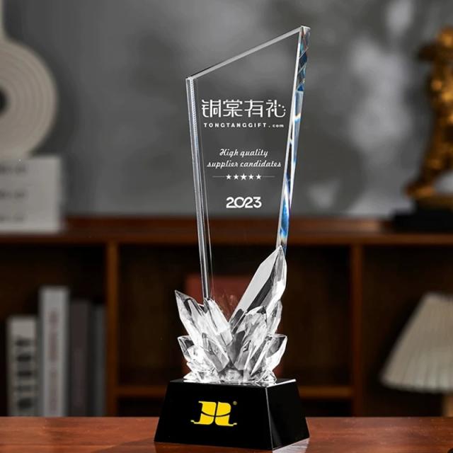 Troféu de Cristal Personalizável Coluna de Gelo Plástica para Empresas 15cm