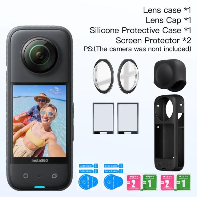 Protetor de lente para insta360 x3, acessórios, protetor de tela, capa de silicone, mini bolsa de armazenamento, estrutura protetora para insta 360 x3