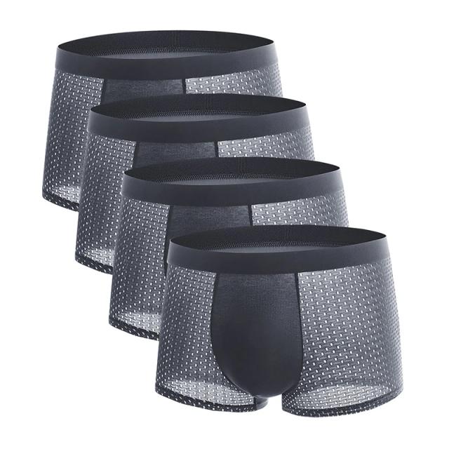 Roupa Interior Masculina Ice Silk Boxer Shorts 4 Peças