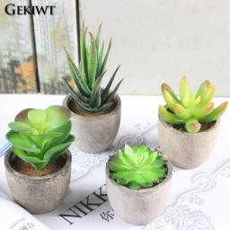Mini plantas suculentas artificiais evergreen, pequenas plantas simuladas em vaso de árvore, flores falsas, enfeites de mesa de escritório, decoração de jardim doméstico - Image 3