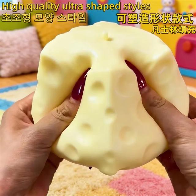 Bola Anti-Stress Gigante Queijo Brinquedo Sensorial ASMR