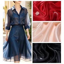 Tecido de Organza com Glitter Efeito Água, Vendido por Metro, para Vestuário, Hanfu, Saias de Casamento, Costura DIY, Tecido de Designer Brilhante, Rosa Suave e Azul - Image 1