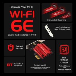 WiFi6E Intel AX210 Bluetooth 5.3 Banda tripla 2.4G/5GHz/6GHz Placa WiFi 802.11AX AX200 PCI Express Adaptador de rede sem fio PC - Image 2