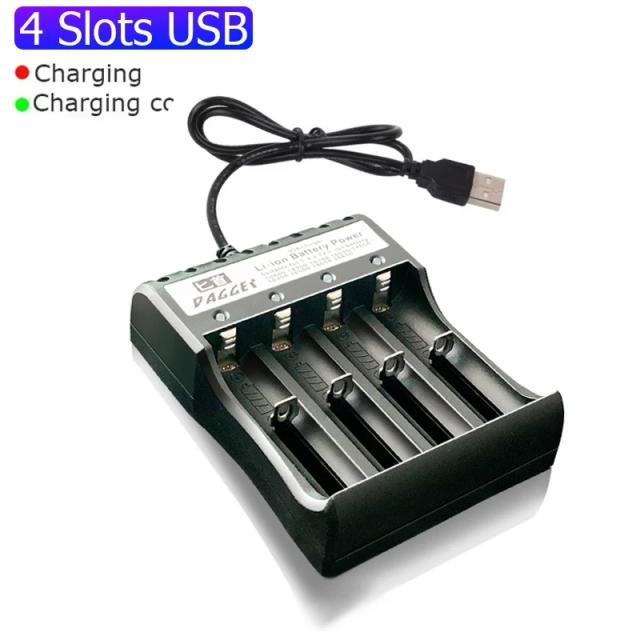 18650 carregador de bateria 1/2/4 slots duplo 18650 carregamento 3.7v bateria de lítio recarregável carregador usb para 16340 14500 18650