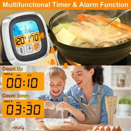 Termômetro digital de cozinha, sonda com tela sensível ao toque, carne, churrasco, ferramenta de medição de temperatura de alimentos, bife, churrasco, temporizador, ferramentas de cozinha - Image 3