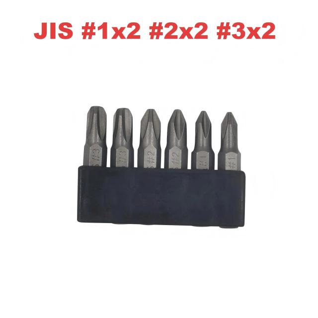 Conjunto de Brocas de Chave de Fenda JIS 6 Peças 35mm Aço S2 Magnético