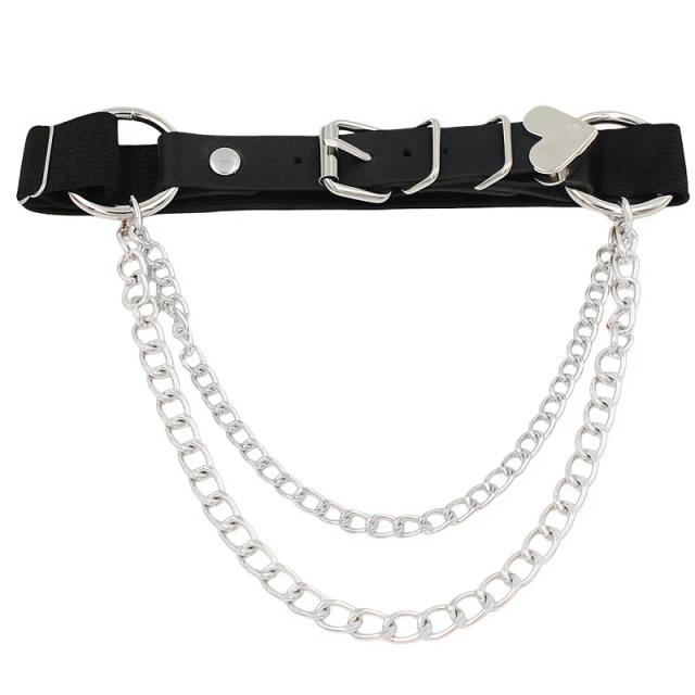 Cinto de Coxa Feminino Punk Couro Ajustável com Argola Decorativa