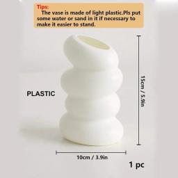 Vaso branco espiral de plástico, recipiente nórdico criativo para arranjo de flores, para cozinha, sala de estar, quarto, decoração de casa, 1 peça - Image 6