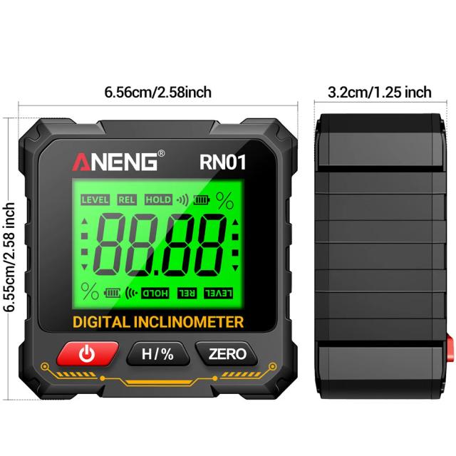 Medidor de Ângulo Digital Profissional 360° Magnético com Display LCD