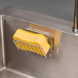 Suporte de esponja para pia de cozinha, ventosa de aço inoxidável, caddy de esponja, suprimentos de cozinha, organizador de cozinha de pia montado na parede - Image 5