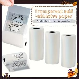 Rolos de papel térmico autoadesivo transparente: 57 mm x 25 mm, compatíveis com a maioria das mini impressoras - Image 1