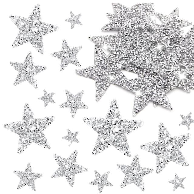 Aplicações de Strass Estrela Brilhante 8 Peças para Roupas e Jeans