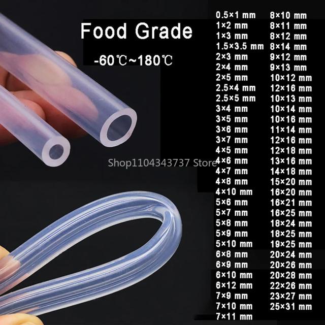 Tubo de Silicone Transparente Seguro para Alimentos, Mangueira Flexível para Bomba de Aquário, Tubo Macio para Cerveja/Bebidas/Leite/Água 0.5mm~25mm ID