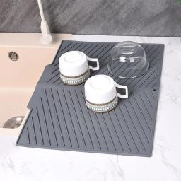 1pc silicone prato de secagem esteira panelas prato dreno esteira para utensílios de cozinha tapetes antiderrapantes anti-queimadura coaster utensílios de cozinha - Image 4