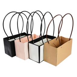 Caixa de flores portátil à prova d'água, saco de presente prático, bolsa kraft, casamento, rosa, festa, caixa de presente, embalagem para doces, bolo, aniversário - Image 3