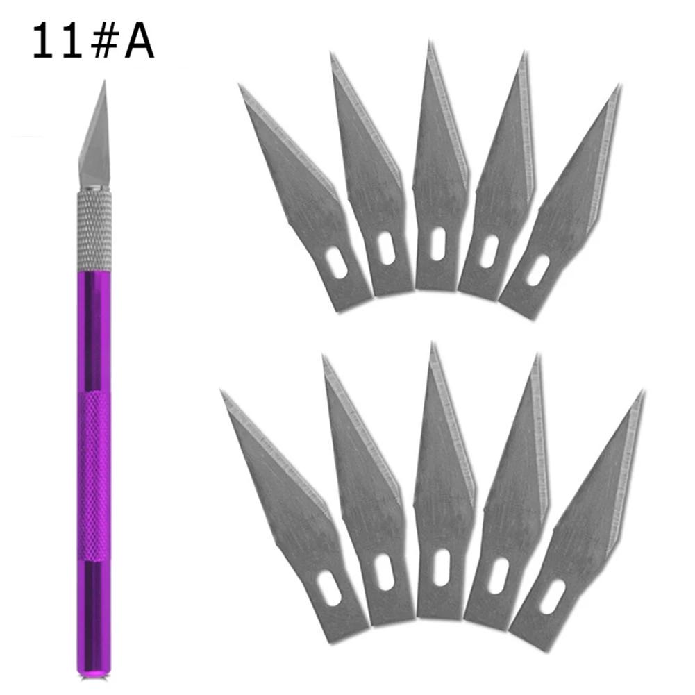 Kit de faca de metal antiderrapante para gravação + 40/10 unidades # Facas artesanais de cortador de 11 lâminas para ferramentas manuais de reparo de PCB de celular - Image 1