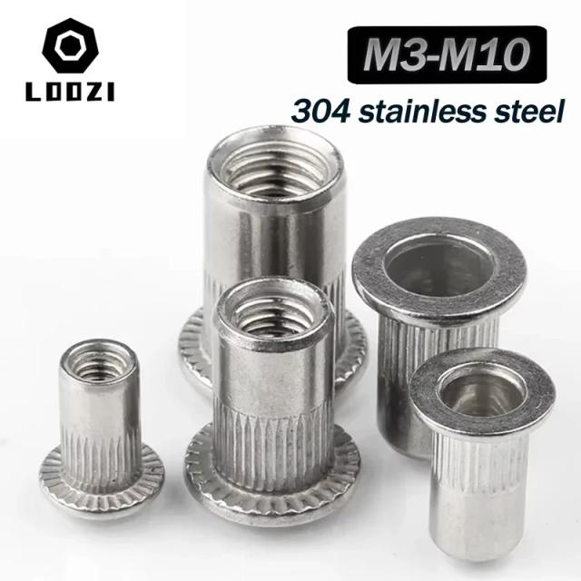 Aço Inoxidável 304 Porca Rebite Cabeça Plana M3-M10